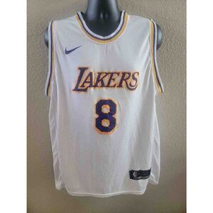 Nike Los Angeles Lakers Men's White Purple Kobe Bryant Number 8 Jersey Size Larg